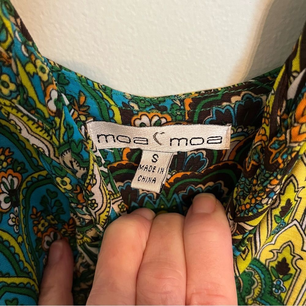Moa Moa Boho Green Print Maxi Dress Size Small - Picture 8 of 10